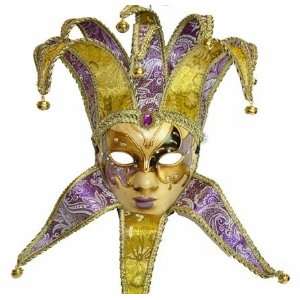  Masquerade Jester Masks with Purple & Gold Collars and 