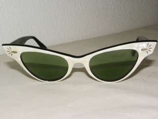 VINTAGE RAY BAN RARE 1950S CATEYE SUNGLASSES PEARL WHITE   