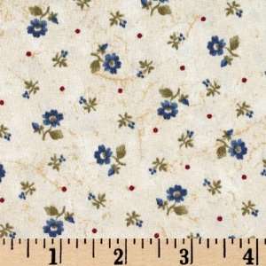   Honor Tiny Flowers Blue/Tan Fabric By The Yard Arts, Crafts & Sewing