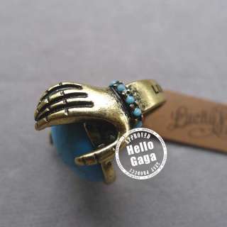 SIZE 7 BLUE STONE LUCKY BRAND BRONZE RING  