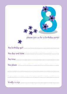 Pack of 10 Childrens Birthday Party Invitations 8 Years Old Girl BPIF 