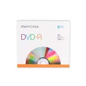  Memorex 16x DVD R Media 4.7GB   120mm Standard   5 Pack 