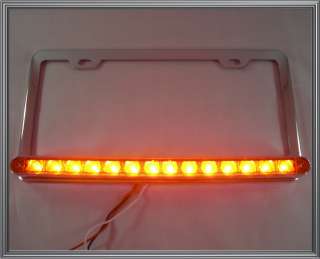 Chrome License Plate Frame w/ Red 14 LED 3rd Brake Light Bar   Hotrod 
