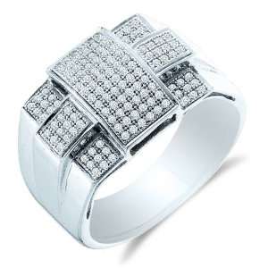  Size 7   10K White Gold Diamond Cross MENS Wedding Band OR 