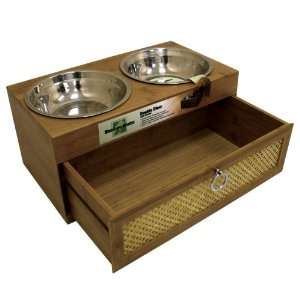    Bamboo Bistro Double Dog Bowl Feeder with Drawer