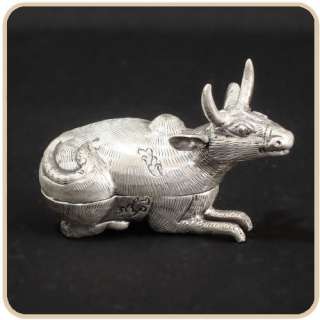 Khmer Silver Miniature Water Buffalo Figurine. Cambodia  