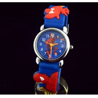 wholesale Spider Man Rubber Waterproof Leisure Wrist Watch (Blue) boys 