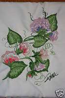 Sweet Pea Machine Embroidered Pillowcases  