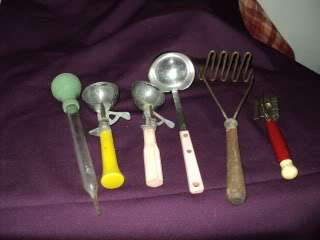 VINTAGE KITCHEN UTENSILS mixed lot baster;ice cream etc  