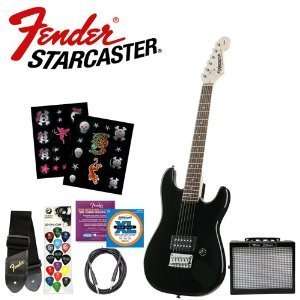  Guitar Pack   Includes Starcaster 3/4 Size Mini Black Strat, Guitar 