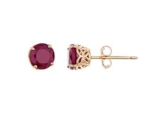 CARAT RUBY STUD EARRINGS 5mm ROUND CUT 14KT YELLOW GOLD JULY BIRTH 