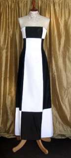 NWT Jessica McClintock Black White Satin Formal Dress Size 4P  