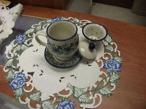Polish Pottery Stoneware CA 4pc Infusion Mug Cornflower  