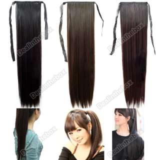   Long Straight Ponytail Hair Piece Extensions 3 Colors Smooth Natural