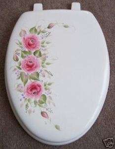 HP ROSES/TOILET SEAT/PINK/OR /ELONGATED SOFT SEAT/BY MB  