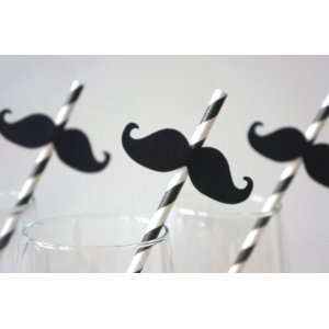  Mustache Straw Photo Props   Set of 5   Mustaches on BLACK 