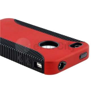   Red/Black Hybrid TPU Case Cover+PRIVACY FILTER Film for iPhone 4 G 4G