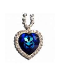   Heart of the Ocean Necklace Pendant Jewelry  Blue Swarovski Crystal