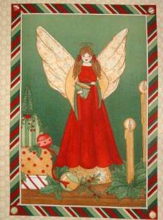 Christmas Angel Drum Candle Music 9.25 x 14 quilt block *6  