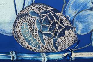 Authentic Hermes Silk Scarf JARDIN CREOLE Dawlat Blue  