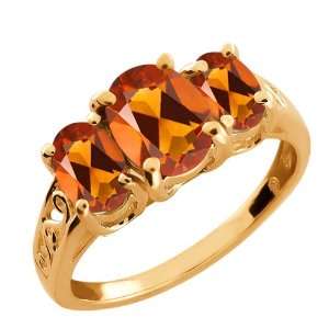   Orange Red Madeira Citrine Gold Plated Argentium Silver Ring Jewelry