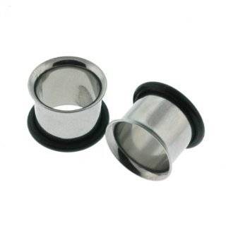 316L Stainless Steel Single Flared Flesh Tunnels with O Rings   00G 