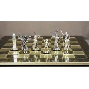  Poseidon Chess Set with Traditional Brass Board   Small 