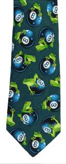 BALL FROGS POOL NOVELTY TIE NEW 100% SILK  