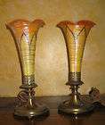 Rare Vintage Pair of Durand Art Glass Mantel Lamps / Sconces