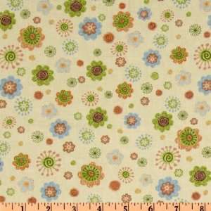  44 Wide Nighty Night Owl Flowers Ivory Fabric By The 