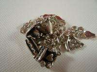 SILVER 925 VINTAGE CROWN HOT DOG PIZZA CHARM BRACELET  