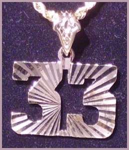 Silver (Rhodium) Large NUMBER 33 Charm Pendant NASCAR  