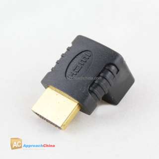 90 Degree Right Angle HDMI Male to Female Adapter Gold  