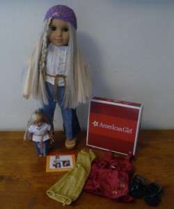 Julie American Girl 18 Doll PLUS Julie mini doll + Christmas outfit 