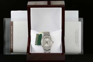 Mens Rolex Silver Diamond Dial Datejust Oyster Watch  