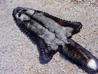 SILVER FOX RUG Log CABIN Decor SKIN Ranch Fur TAXIDERMY  