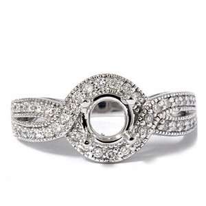   Diamond Engagement Halo Pave Ring Mount Setting White Gold Jewelry