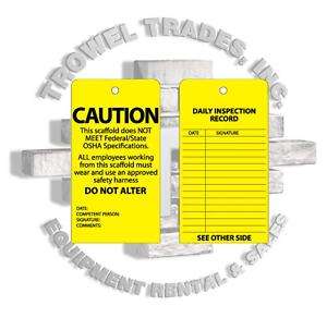 Scaff Tag Job Site Safety Caution 25 Pack Scaffold Tag  