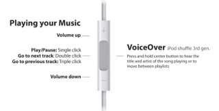 Original Apple Earphones For ipod shuffle 3rd 4th nano 6th 5th Remote 
