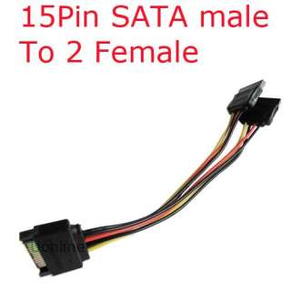 15 Pin SATA Male To 2 Female HDD Power Cable Splitter  