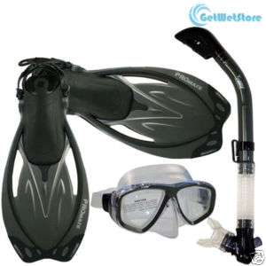 Adult Snorkeling Dive Gear Mask Dry Snorkel Fins Sets  