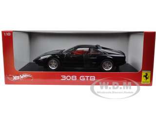  diecast car model of Ferrari 308 GTB Black die cast car by Hotwheels