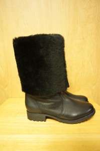   VICTOIRE Womens GLENDDA Black Shearling Sheepskin Leather Boot 6.5 M