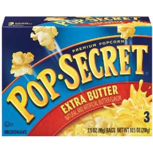 Pop Secret Microwave Popcorn, Extra Butter, 3 Count (Pack of 6)
