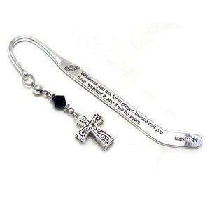 Silver tone Mark 1124 With Cross Locket Shepherds Hook Bookmark BK 3 