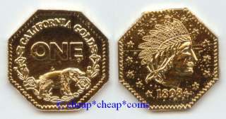 California gold token * 1898 dollar * octagon * UNC  