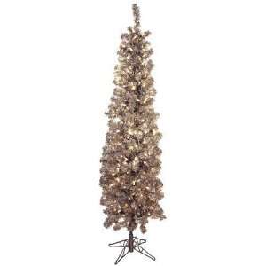   Silver Tinsel Prelit Christmas Tree 6 Feet Tall with 300 Clear Lights