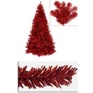  7 Pre Lit Red Artificial Sparkling Christmas Tree   Red 