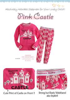 NWT Baby & Toddler Kids Girl Sleepwear Pajama Set  Pink Castle 