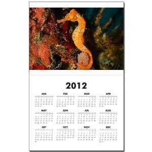 Calendar Print w Current Year Seahorse Holding Coral